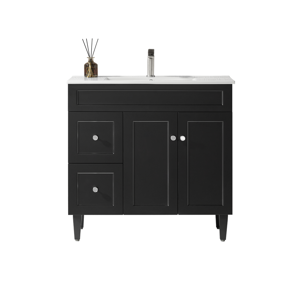 CETO HARRINGTON MATTE BLACK 900MM SINGLE BOWL FLOOR STANDING VANITY (AVAILABLE IN LEFT HAND DRAWER)
