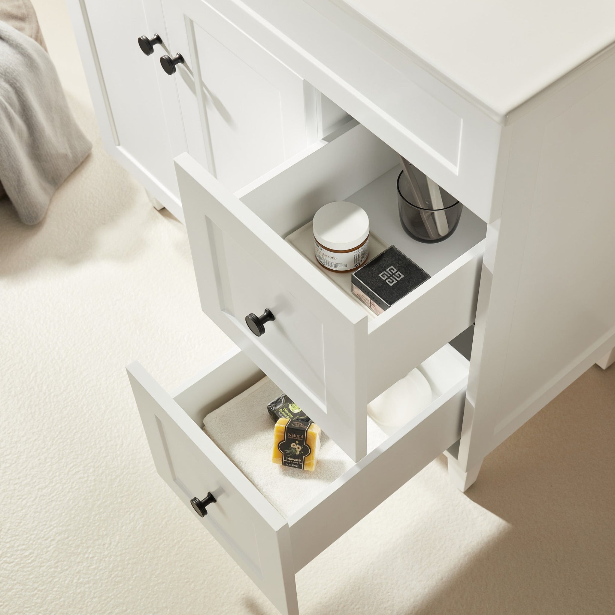 CETO HARRINGTON MATTE WHITE 900MM SINGLE BOWL FLOOR STANDING VANITY (AVAILABLE IN LEFT AND RIGHT HAND DRAWER)