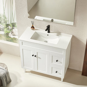 CETO HARRINGTON MATTE WHITE 900MM RIGHT HAND DRAWER SINGLE BOWL FLOOR STANDING VANITY