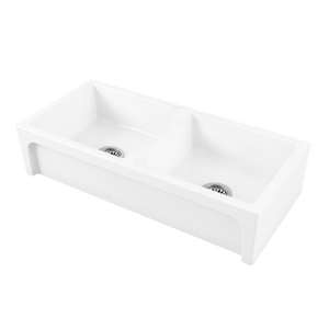 CHAMBORD CHARLES LARGE DOUBLE BOWL FIRECLAY KITCHEN SINK WHITE 1003MM