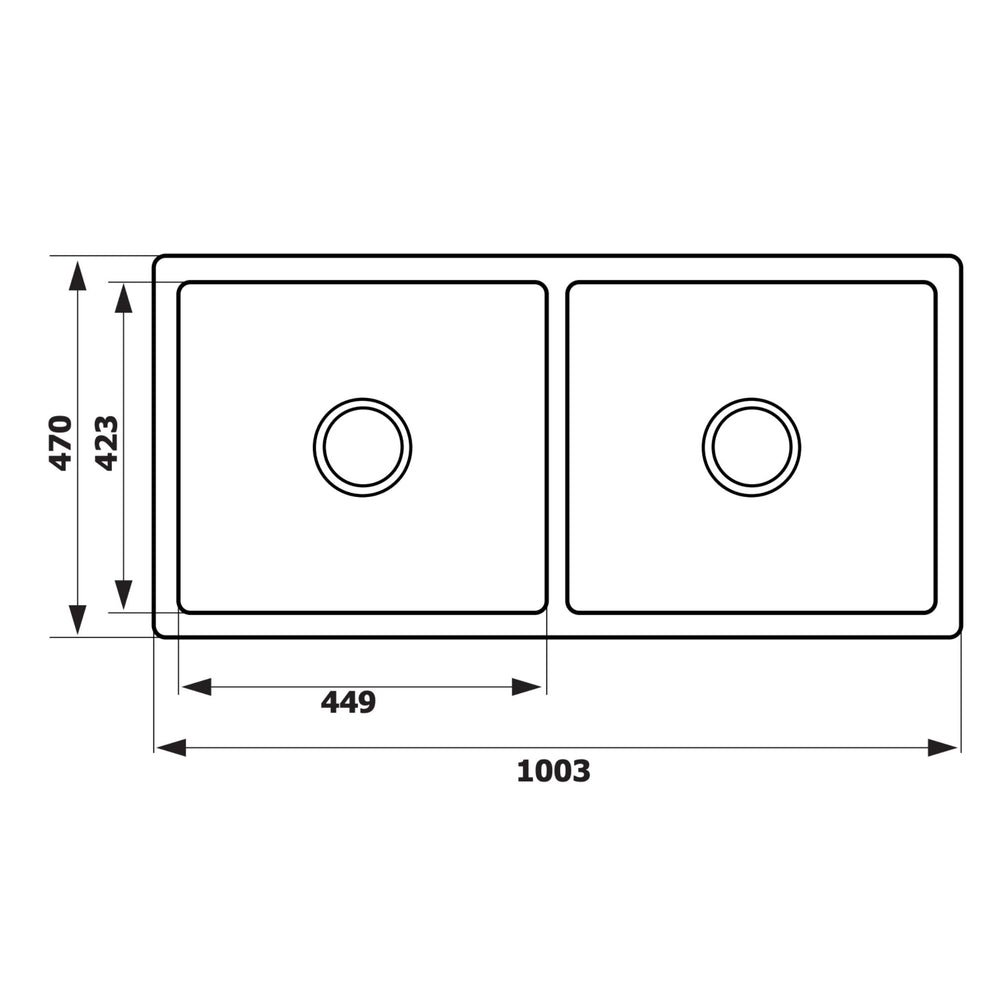 CHAMBORD CHARLES LARGE DOUBLE BOWL FIRECLAY KITCHEN SINK WHITE 1003MM dimensions