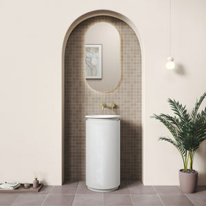 AULIC CIVARO MATTE WHITE 420MM SINGLE BOWL SPACE SAVING FLOOR STANDING VANITY