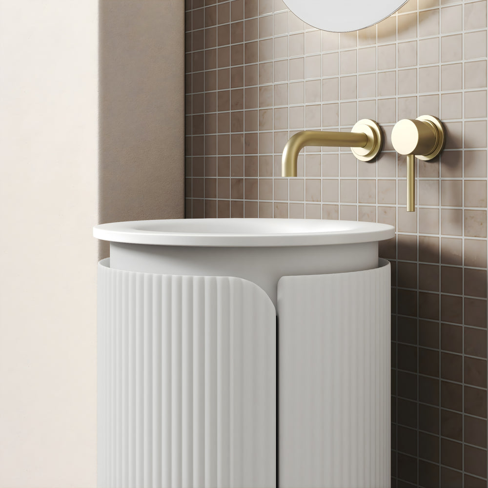 AULIC CIVARO MATTE WHITE 420MM SINGLE BOWL SPACE SAVING FLOOR STANDING VANITY