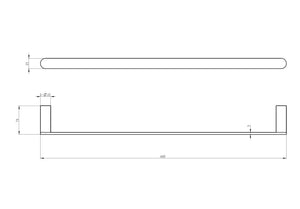 Linsol Circle Single Towel Rail 600mm dimensions