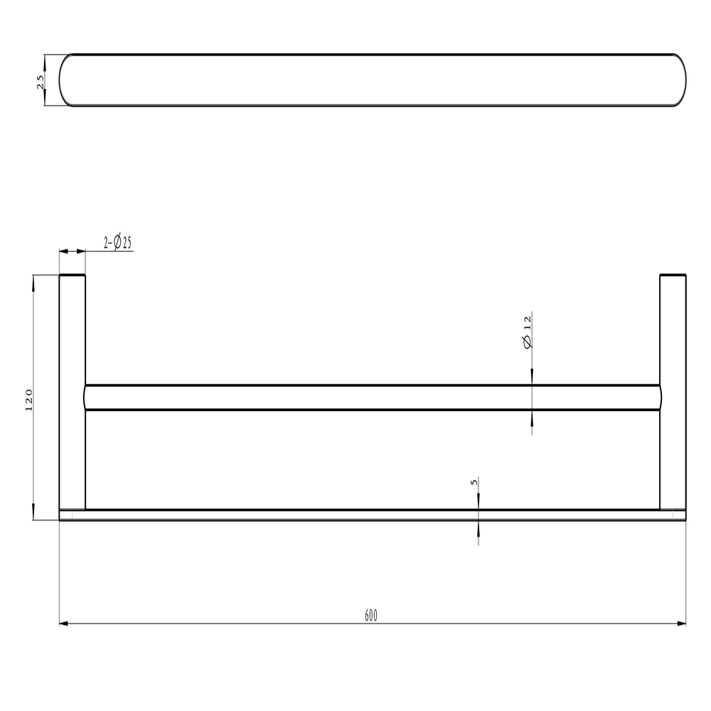 Linsol Circle Double Towel Rail dimensions