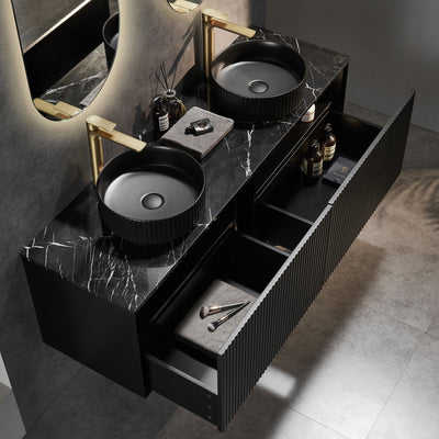 CETO KIRRIBILLI MATTE BLACK 1500MM DOUBLE BOWL WALL HUNG VANITY