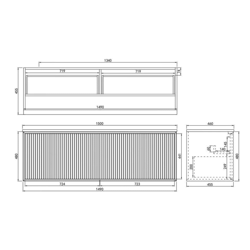 CETO KIRRIBILLI MATTE WHITE 1500MM DOUBLE BOWL WALL HUNG VANITY