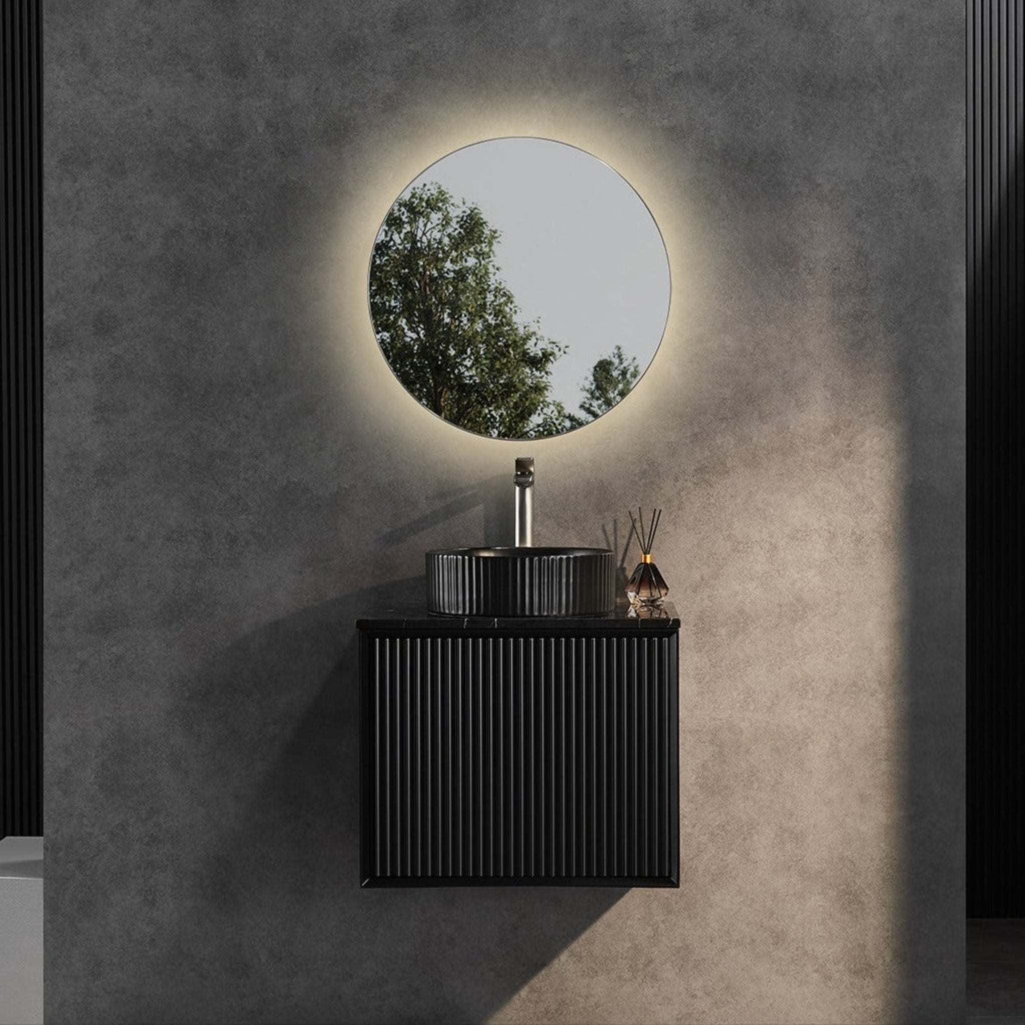 CETO KIRRIBILLI MATTE BLACK 600MM SINGLE BOWL WALL HUNG VANITY
