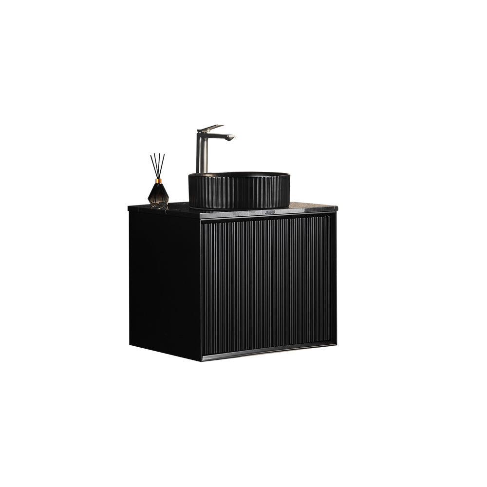 CETO KIRRIBILLI MATTE BLACK 600MM SINGLE BOWL WALL HUNG VANITY