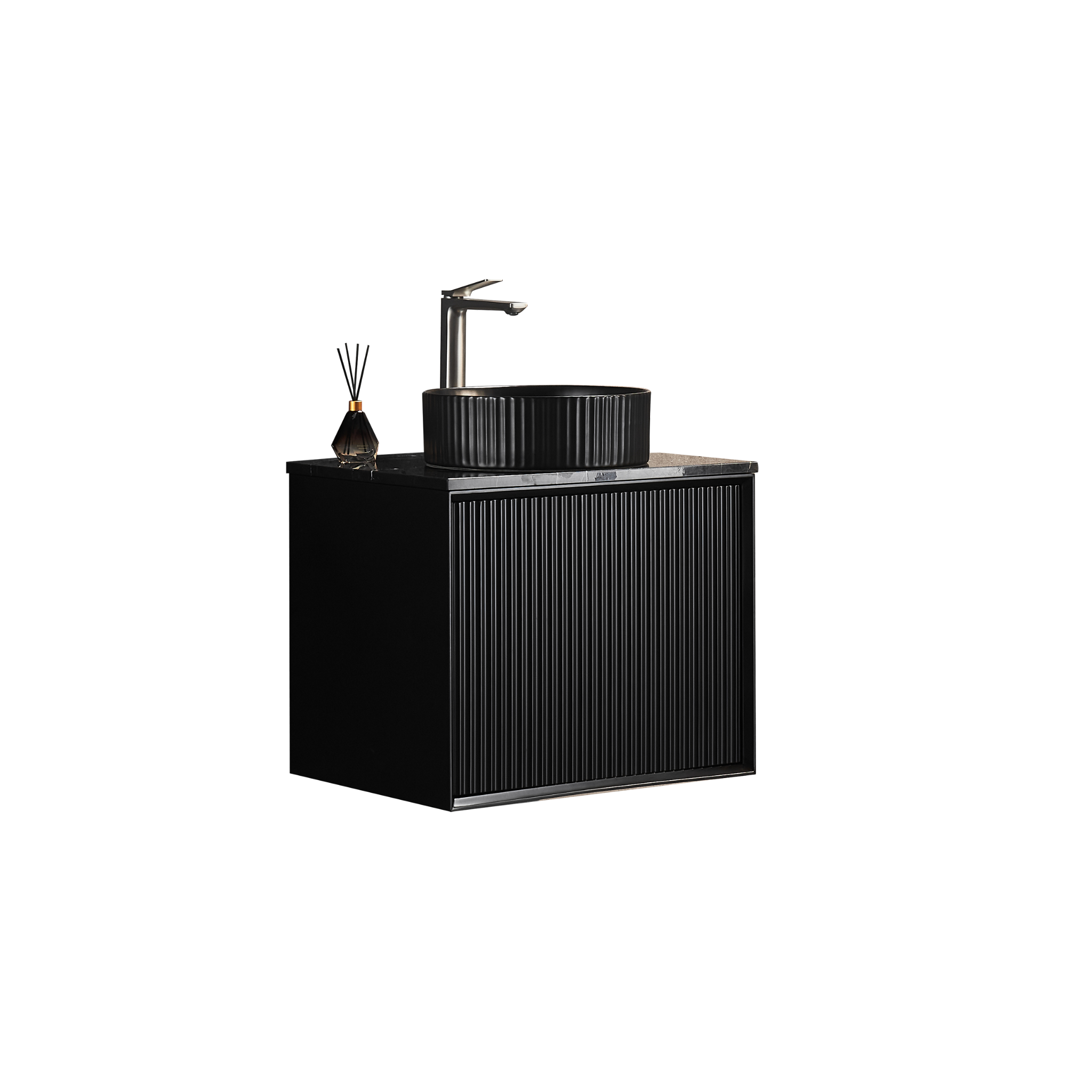 CETO KIRRIBILLI MATTE BLACK 600MM SINGLE BOWL WALL HUNG VANITY