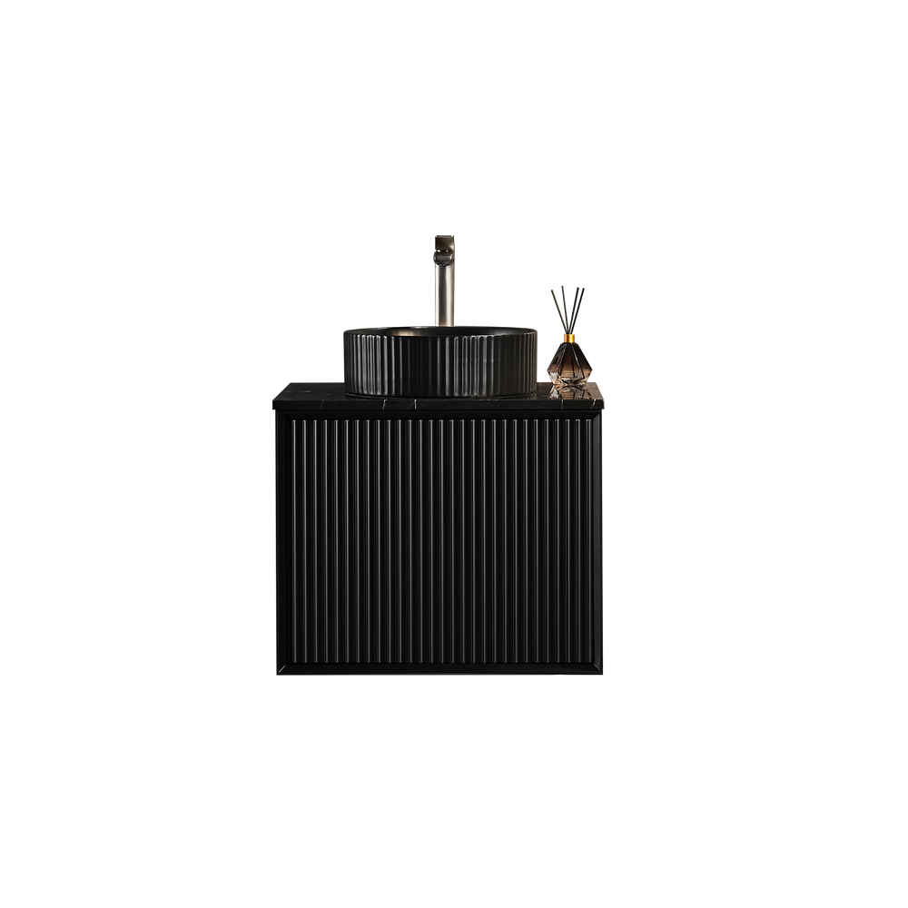 CETO KIRRIBILLI MATTE BLACK 600MM SINGLE BOWL WALL HUNG VANITY