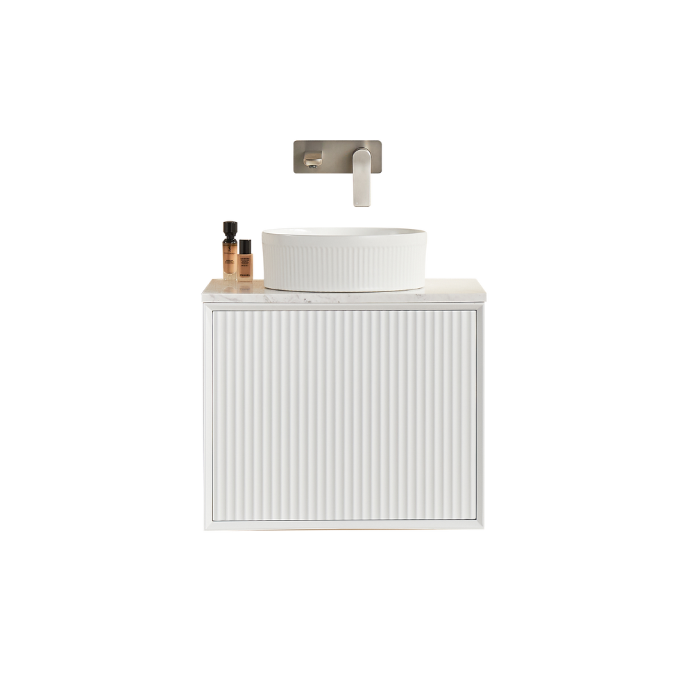 CETO KIRRIBILLI MATTE WHITE 600MM SINGLE BOWL WALL HUNG VANITY