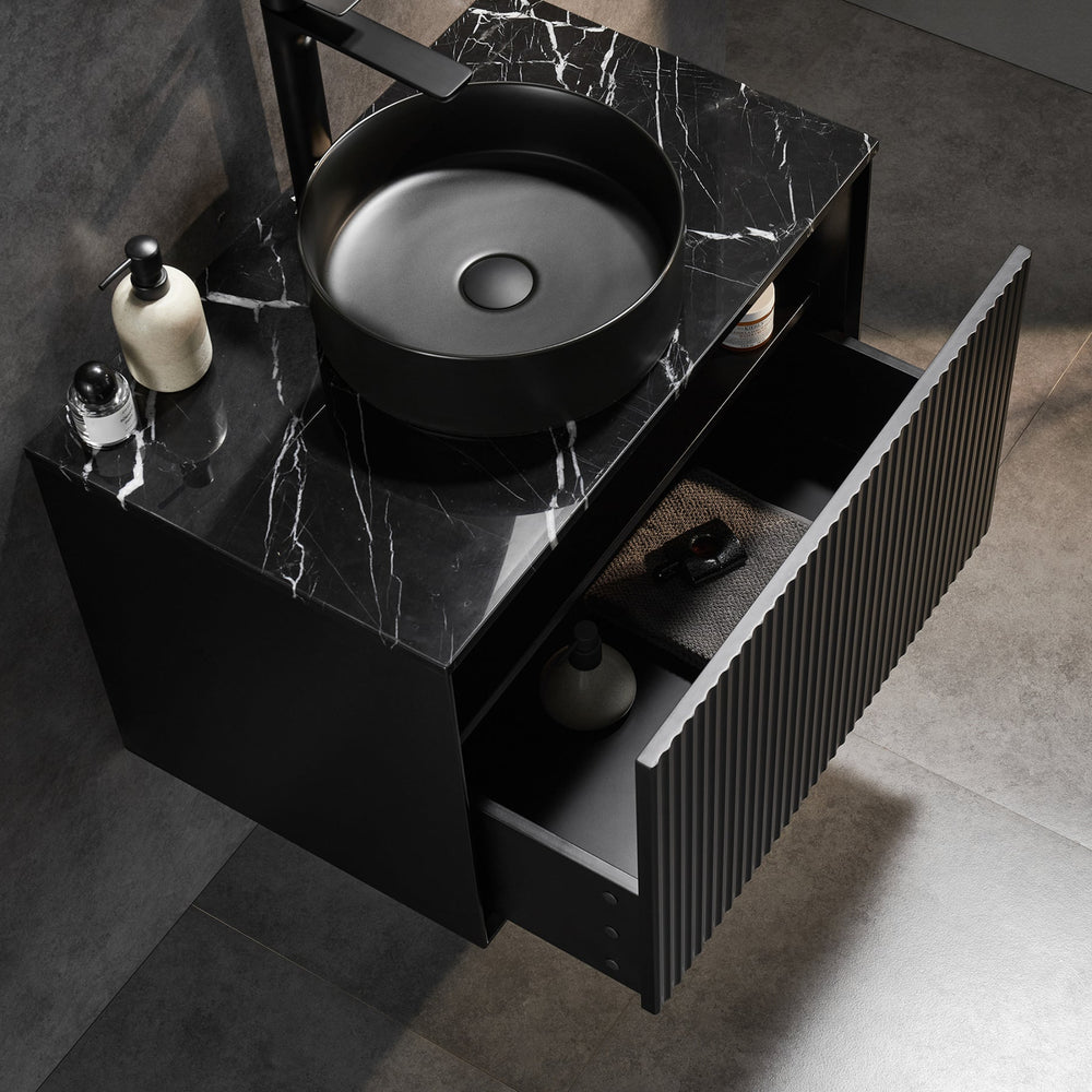CETO KIRRIBILLI MATTE BLACK 750MM SINGLE BOWL WALL HUNG VANITY