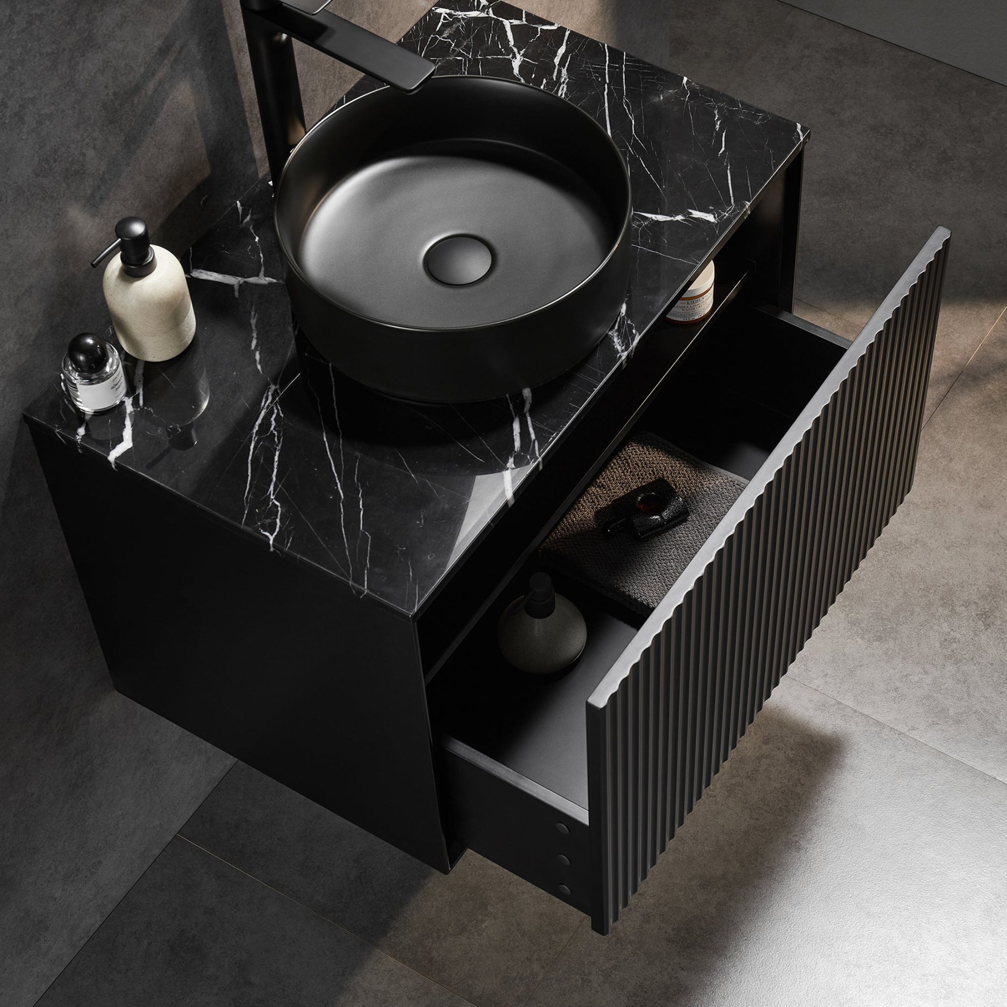 CETO KIRRIBILLI MATTE BLACK 750MM SINGLE BOWL WALL HUNG VANITY