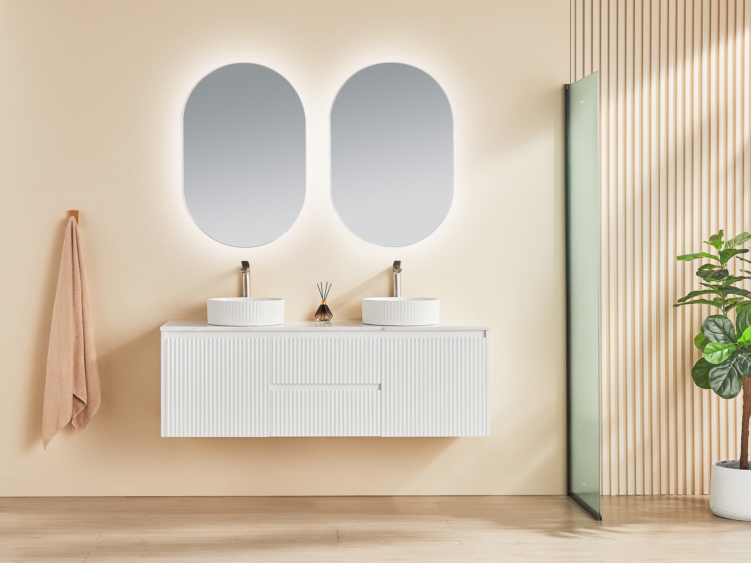 CETO BRINDABELLA MATTE WHITE 1500MM DOUBLE BOWL WALL HUNG VANITY