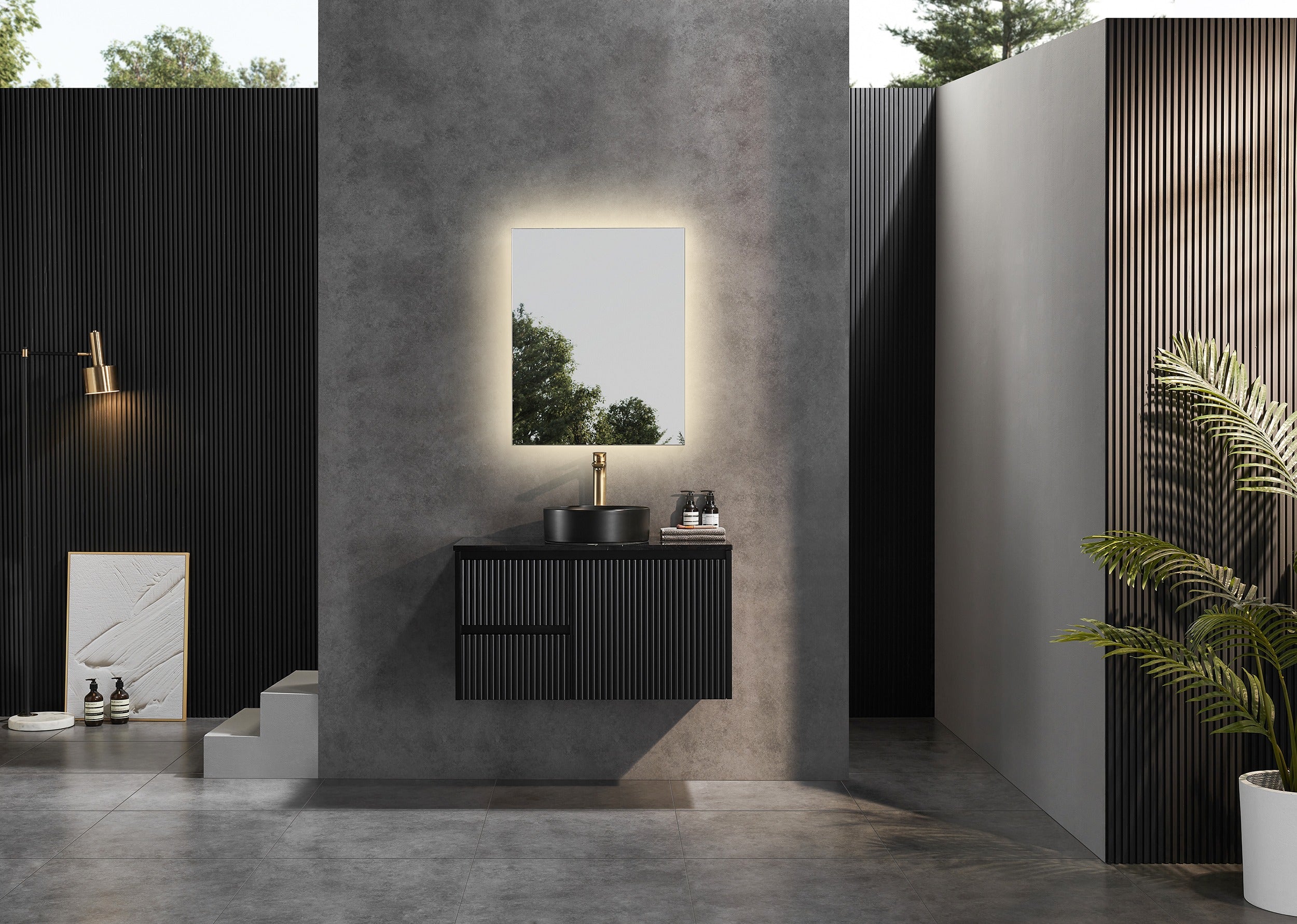 CETO BRINDABELLA MATTE BLACK 900MM SINGLE BOWL WALL HUNG VANITY (AVAILABLE IN LEFT HAND DRAWER AND RIGHT HAND DRAWER)