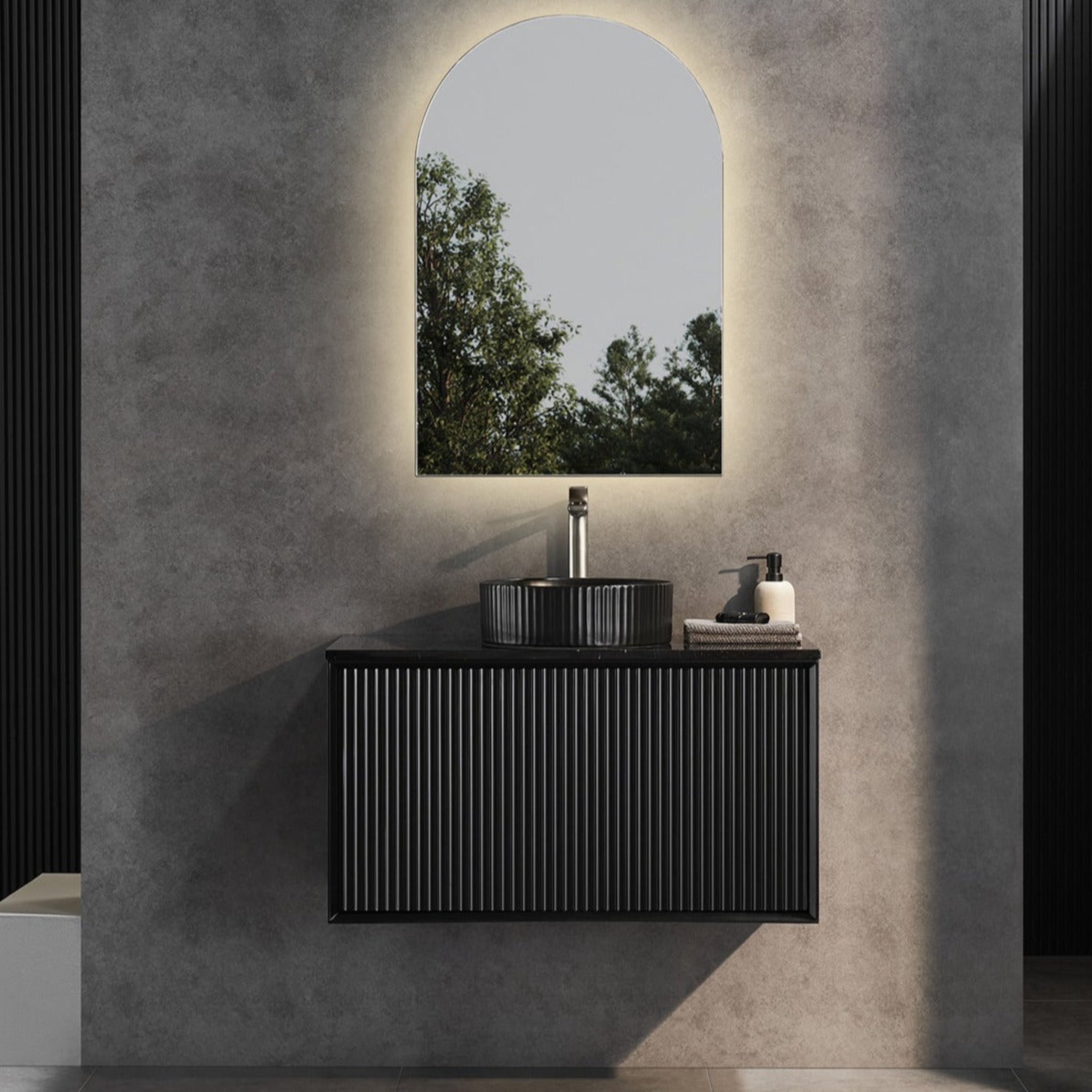 CETO KIRRIBILLI MATTE BLACK 900MM SINGLE BOWL WALL HUNG VANITY