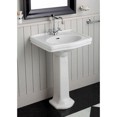 TURNER HASTINGS CLAREMONT BASIN & PEDESTAL GLOSS WHITE 580MM X 875MM