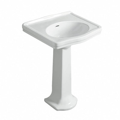 TURNER HASTINGS CLAREMONT NO TAPHOLE BASIN & PEDESTAL GLOSS WHITE 580MM X 875MM