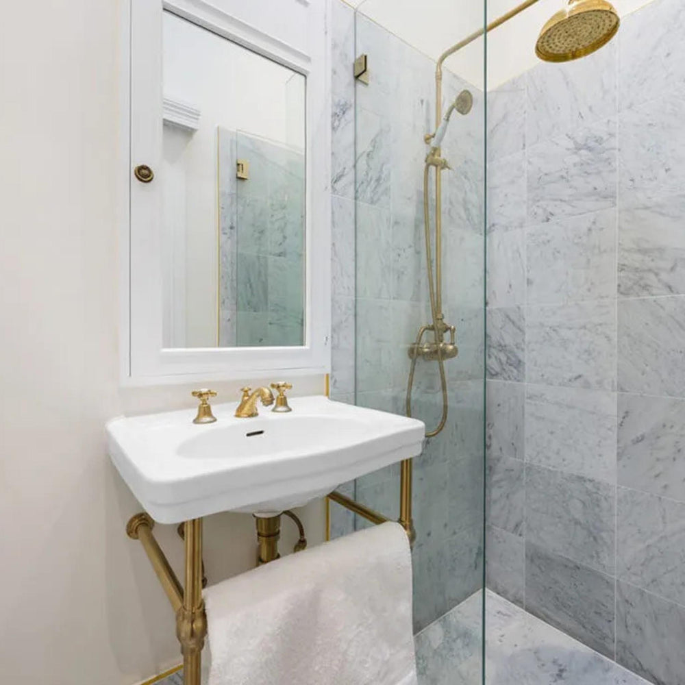 TURNER HASTINGS CLAREMONT NUOVO BASIN STAND BRUSHED BRASS 580MM