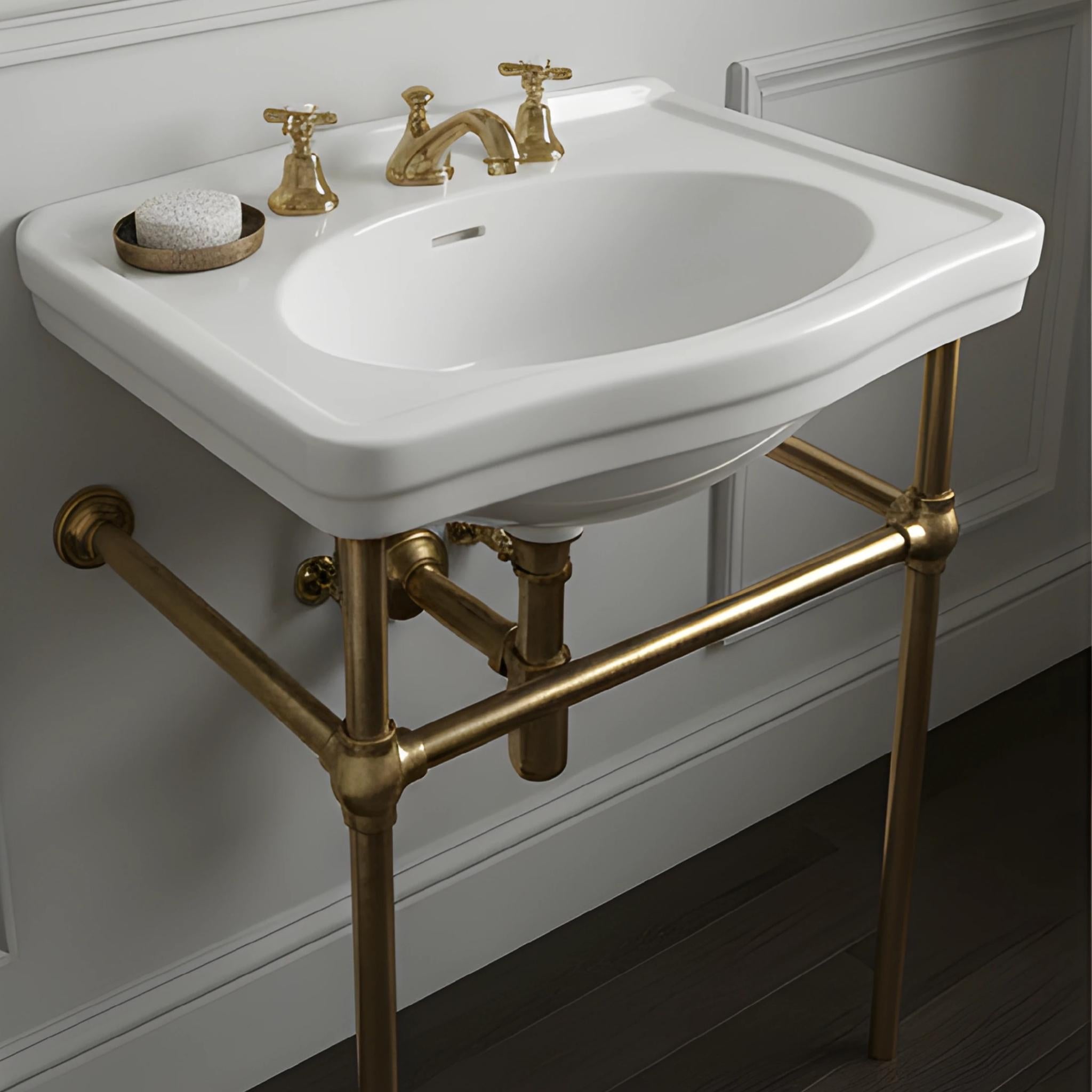 TURNER HASTINGS CLAREMONT NUOVO BASIN STAND BRUSHED BRASS 380MM