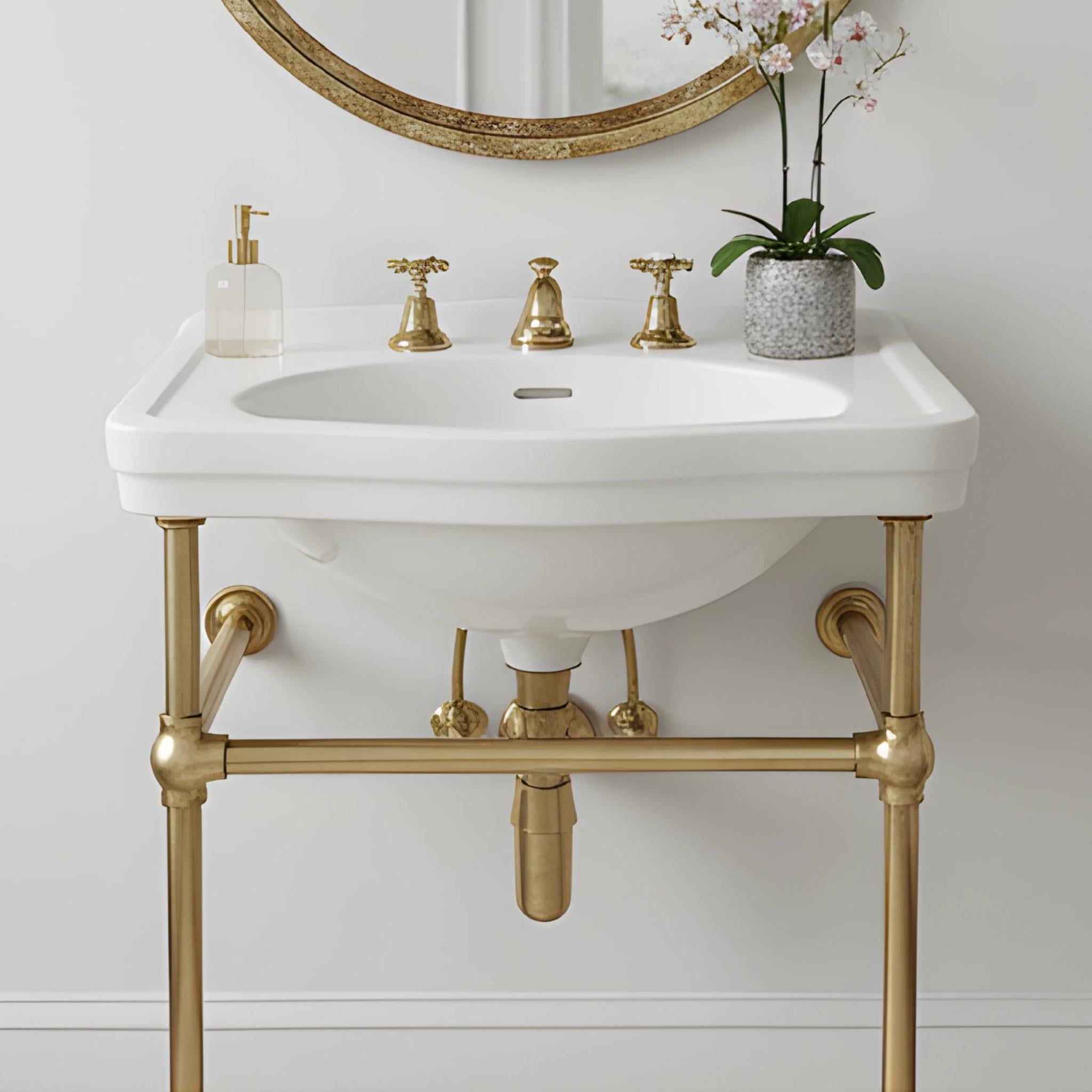 TURNER HASTINGS CLAREMONT NUOVO BASIN STAND BRUSHED BRASS 380MM