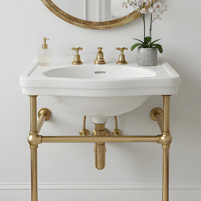 TURNER HASTINGS CLAREMONT NUOVO BASIN STAND BRUSHED BRASS 580MM