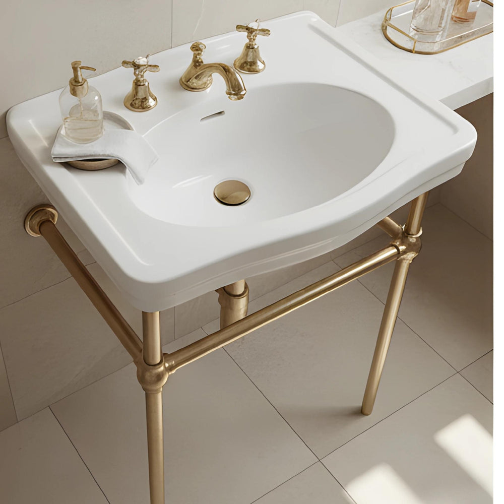TURNER HASTINGS CLAREMONT NUOVO BASIN STAND BRUSHED BRASS 580MM