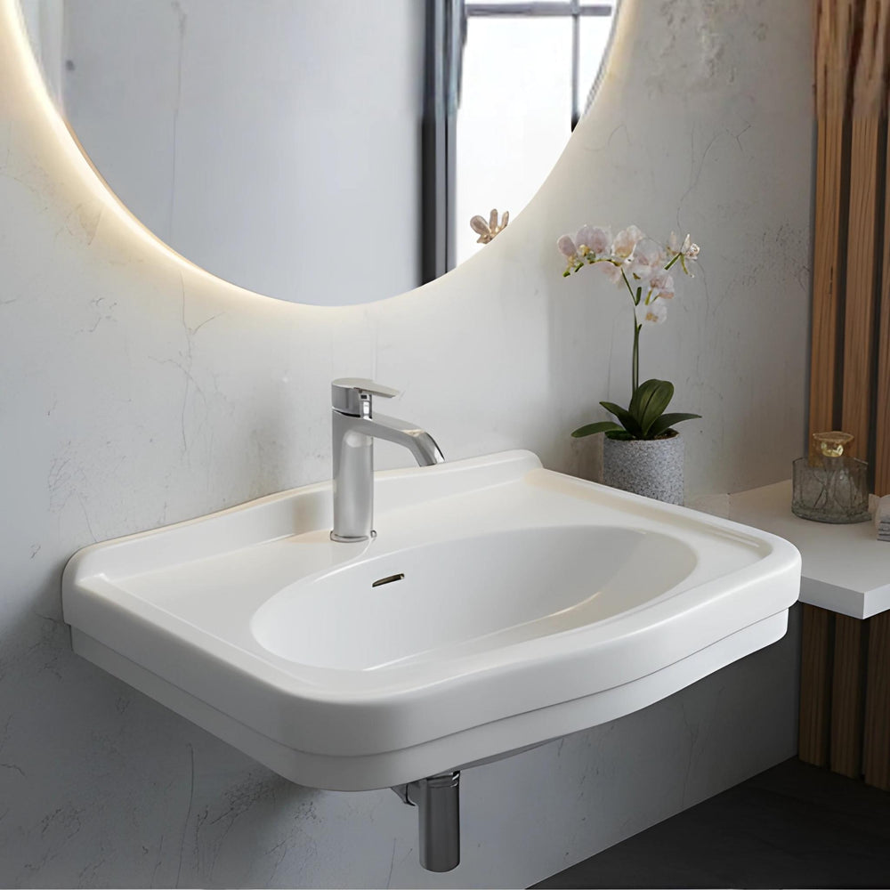 TURNER HASTINGS CLAREMONT WALL HUNG BASIN GLOSS WHITE 580MM