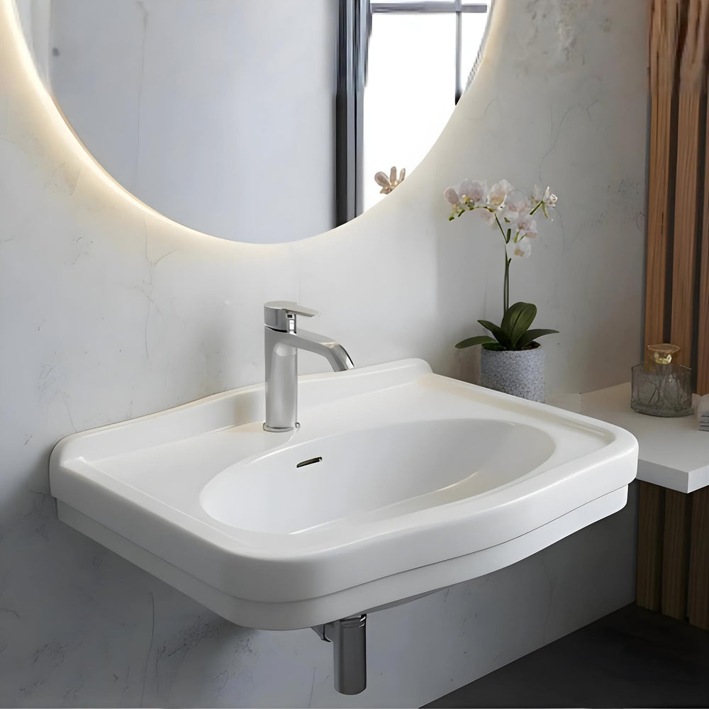 TURNER HASTINGS CLAREMONT WALL HUNG BASIN GLOSS WHITE 680MM