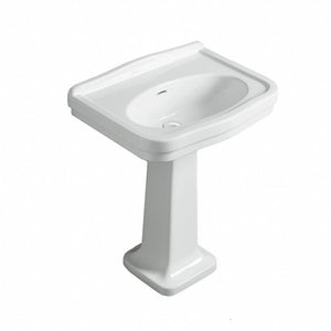 TURNER HASTINGS CLAREMONT NO TAPHOLE BASIN & PEDESTAL GLOSS WHITE 680MM X 885MM