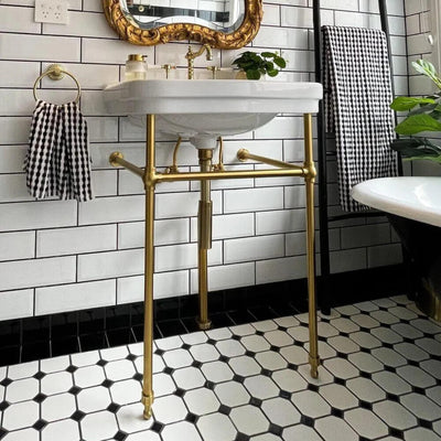 TURNER HASTINGS CLAREMONT NUOVO BASIN STAND BRUSHED BRASS 680MM