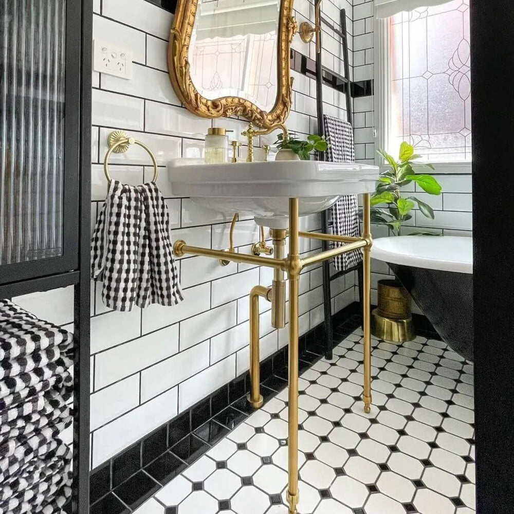 TURNER HASTINGS CLAREMONT NUOVO BASIN STAND BRUSHED BRASS 680MM