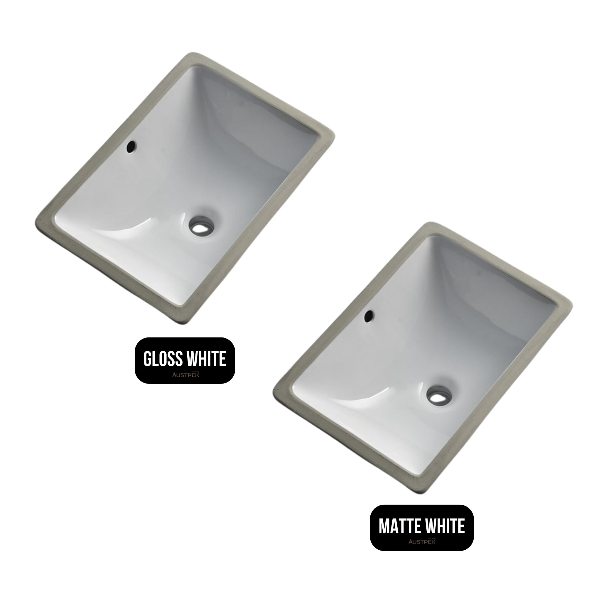 AQUAPERLA CERAMIC RECTANGULAR UNDERMOUNT BASIN MATTE WHITE 465MM
