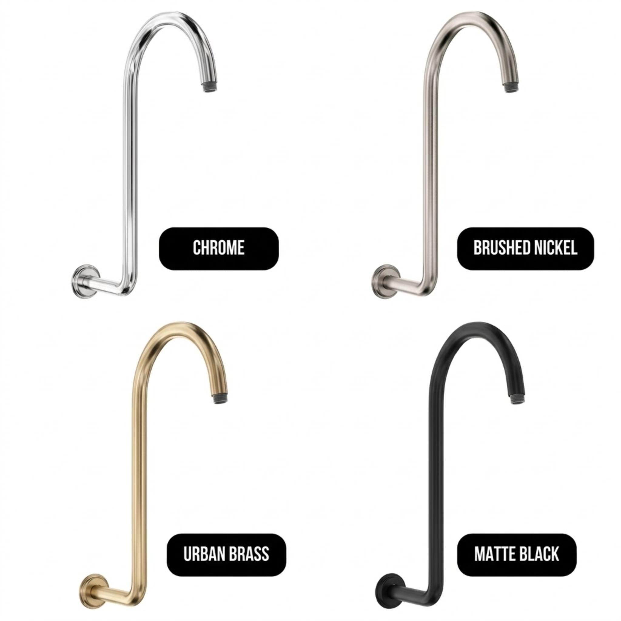 FIENZA CLASSICAL FIXED SWAN-NECK SHOWER ARM 343MM BRUSHED NICKEL