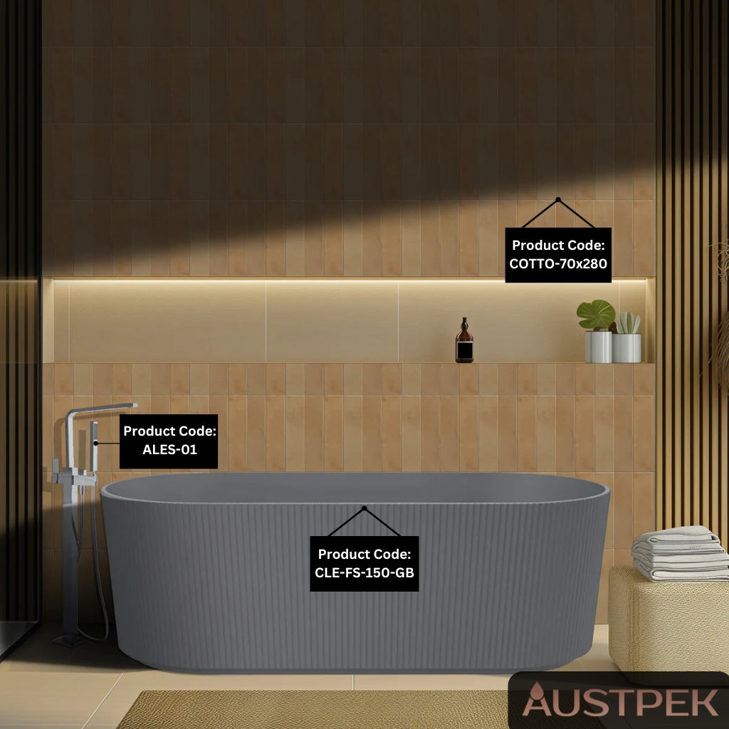 LINSOL CLEO FREESTANDING BATHTUB GREY BLUE (AVAILABLE IN 1500MM AND 1700MM)