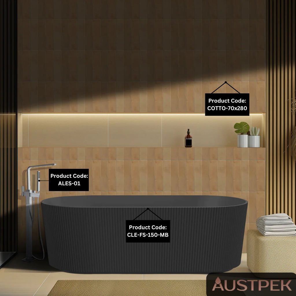 LINSOL CLEO FREESTANDING BATHTUB MATTE BLACK (AVAILABLE IN 1500MM AND 1700MM)