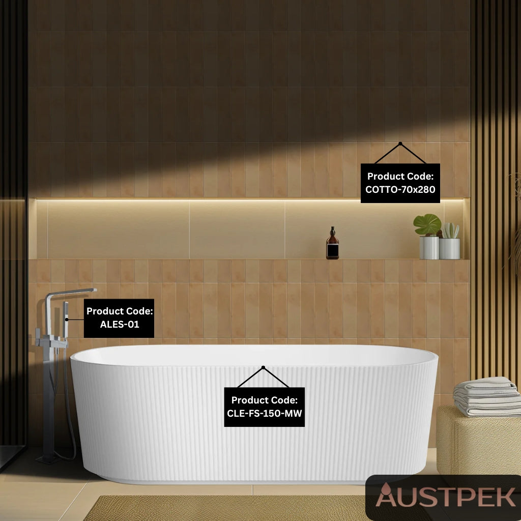 LINSOL CLEO FREESTANDING BATHTUB MATTE WHITE (AVAILABLE IN 1500MM AND 1700MM)