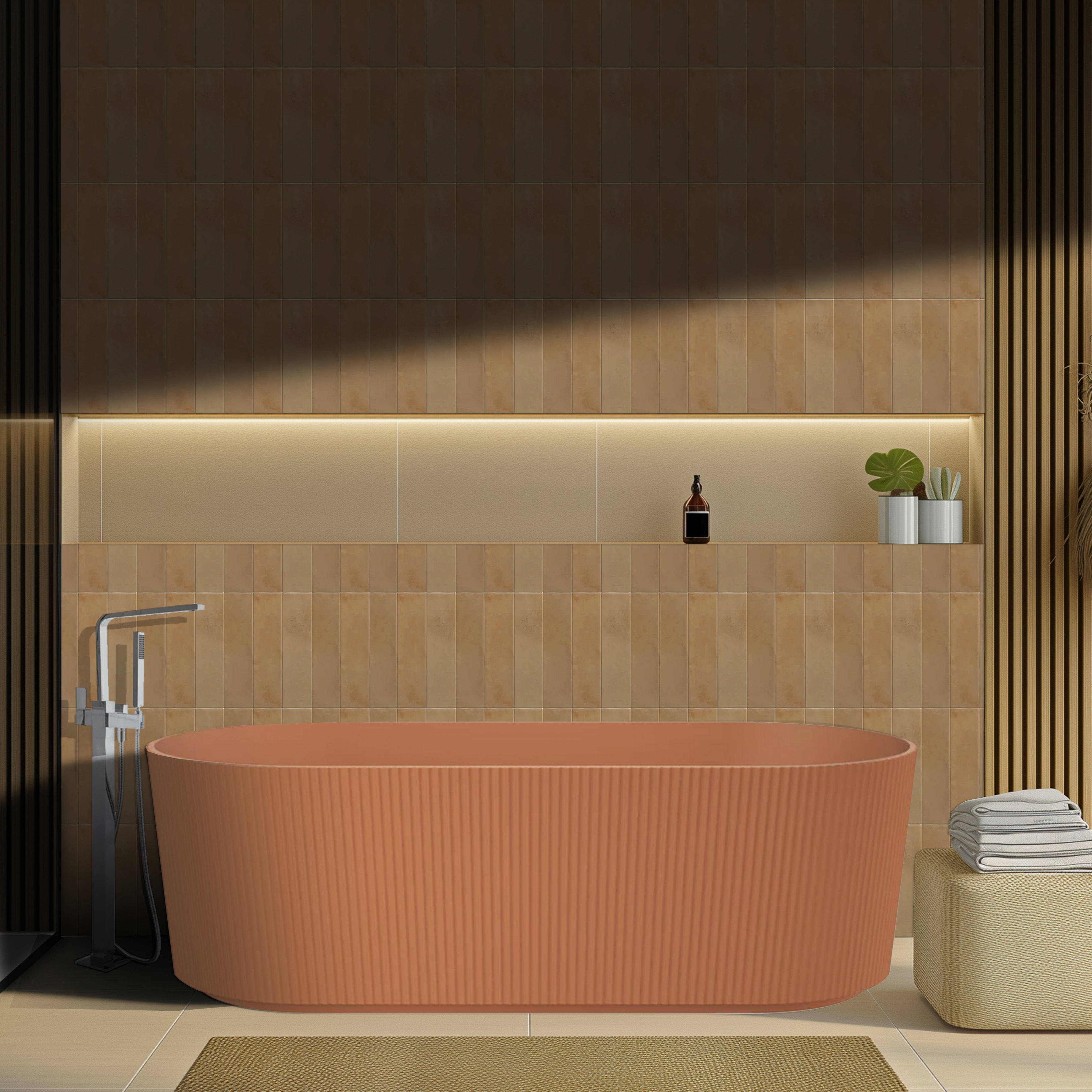 LINSOL CLEO FREESTANDING BATHTUB OUTBACK ORANGE (AVAILABLE IN 1500MM AND 1700MM)