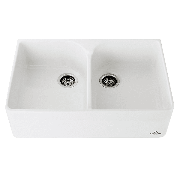 CHAMBORD CLOTAIRE LARGE DOUBLE BOWL FIRECLAY KITCHEN SINK WHITE 800MM