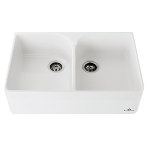 CHAMBORD CLOTAIRE LARGE DOUBLE BOWL FIRECLAY KITCHEN SINK WHITE 800MM