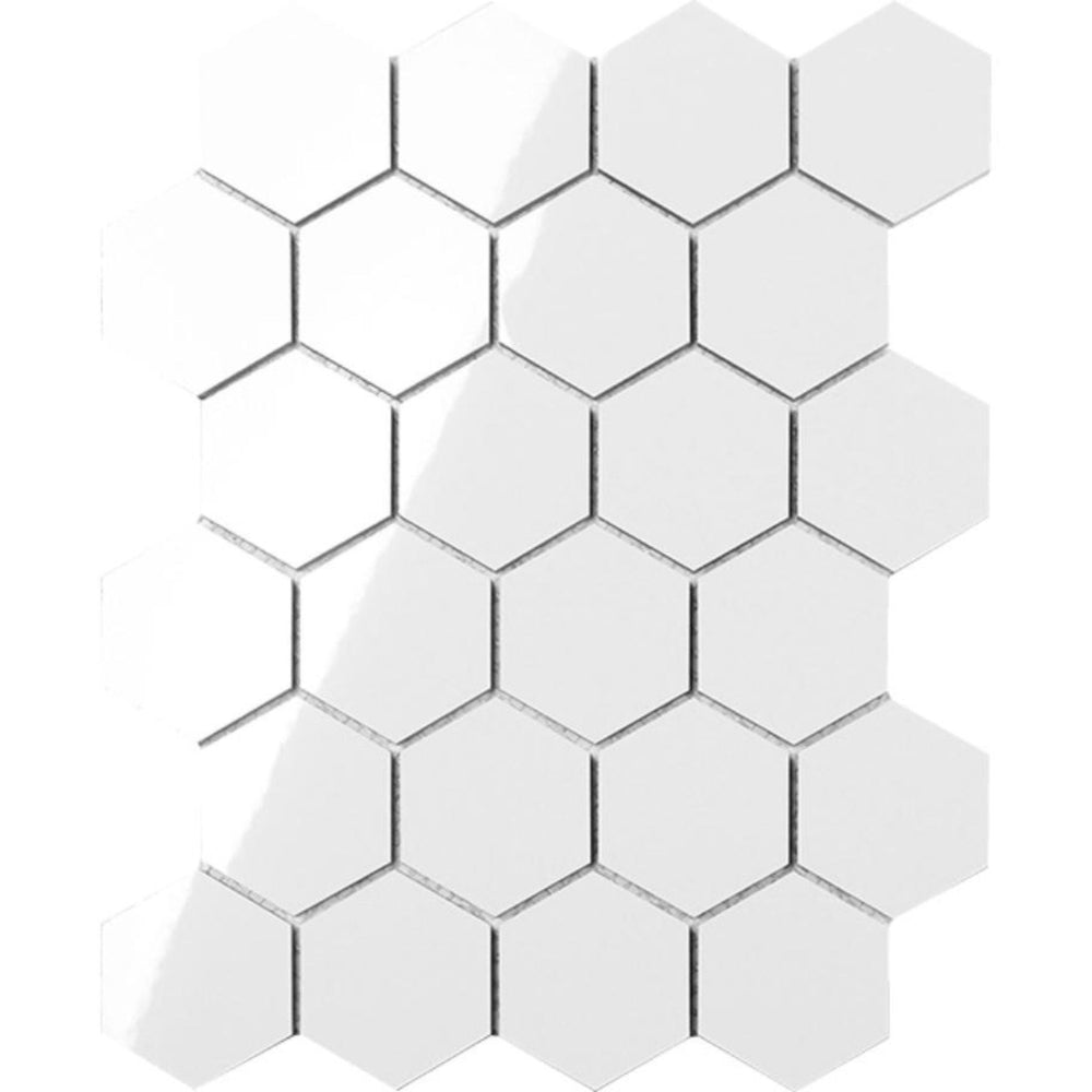 EVERSTONE POLAR SPACE HEXAGON GLOSSY 261X339MM RECTANGLE MOSAIC TILE