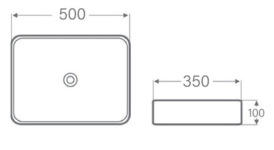 VEROTTI CAMELLIA ABOVE COUNTER FIRECLAY BASIN GLOSS WHITE 500MM