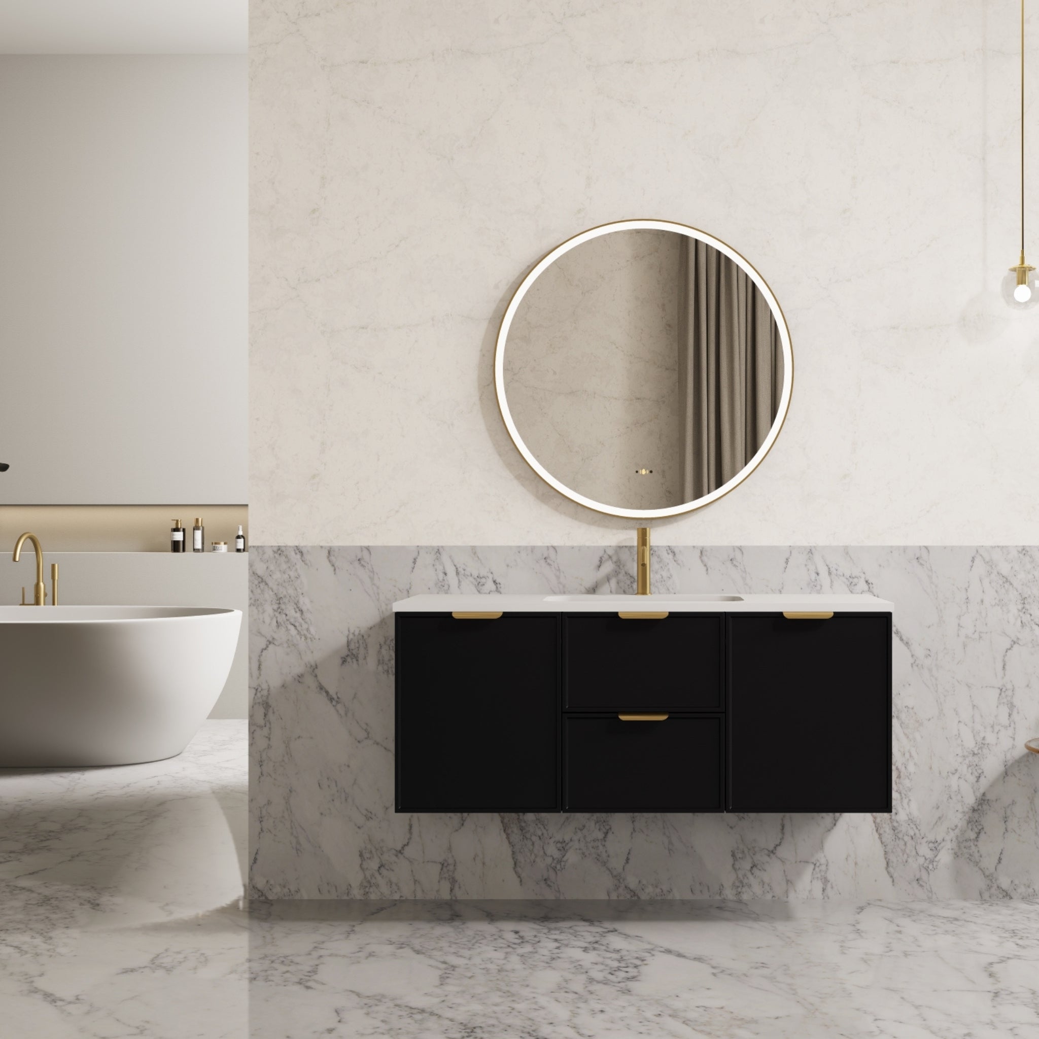 CETO MIAMI MATTE BLACK 1200MM SINGLE BOWL WALL HUNG VANITY