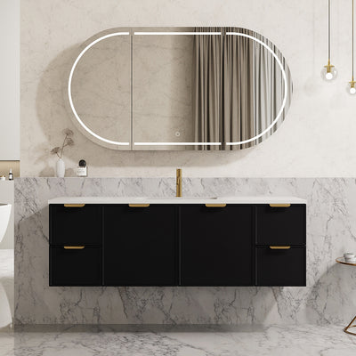 CETO MIAMI MATTE BLACK 1500MM SINGLE BOWL WALL HUNG VANITY