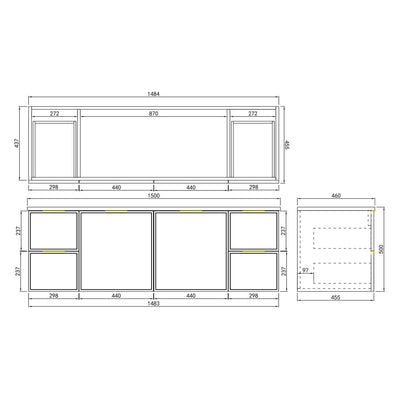 CETO MIAMI MATTE BLACK 1500MM SINGLE BOWL WALL HUNG VANITY