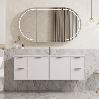 CETO MIAMI MATTE WHITE 1500MM SINGLE BOWL WALL HUNG VANITY