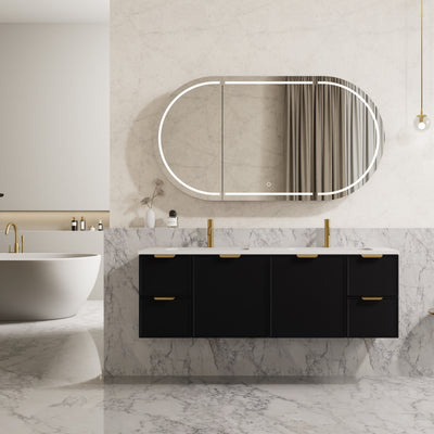 CETO MIAMI MATTE BLACK 1500MM DOUBLE BOWL WALL HUNG VANITY