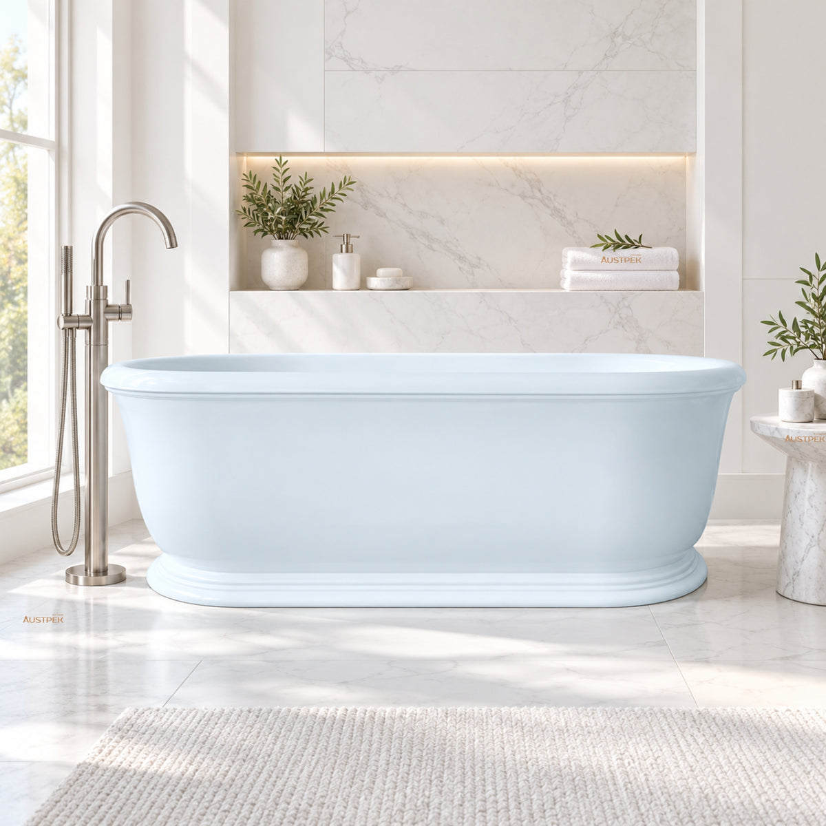 TURNER HASTINGS CAMDEN TITANCAST FREESTANDING NON OVERFLOW BATHTUB ALICE BLUE 1800MM