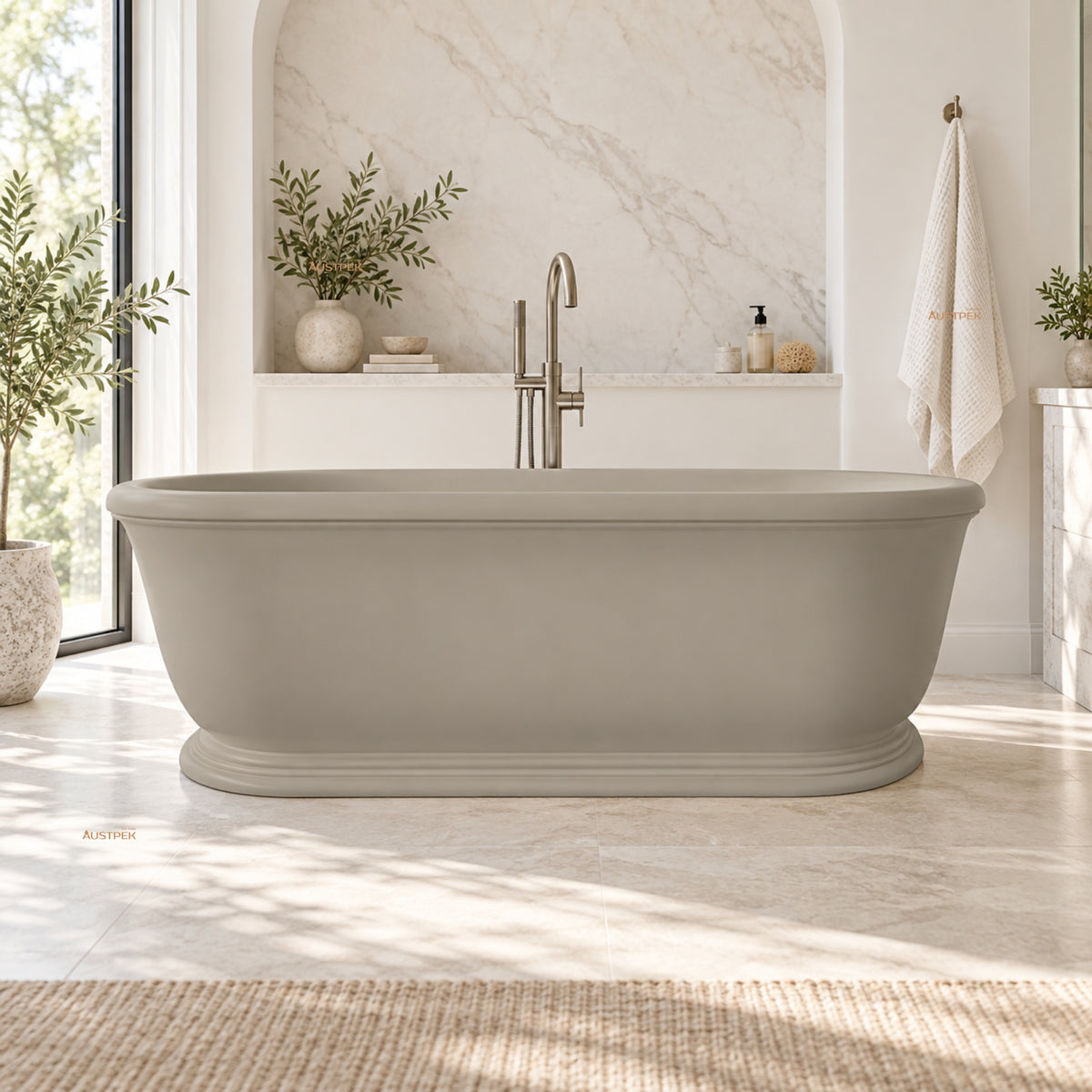 TURNER HASTINGS CAMDEN TITANCAST FREESTANDING NON OVERFLOW BATHTUB LIGHT FAWN 1800MM